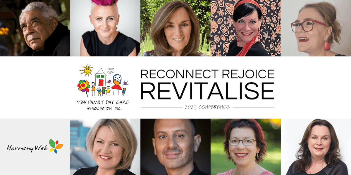 Reconnect Rejoice Revitalise Conference banner with images of the faces of the speakers
